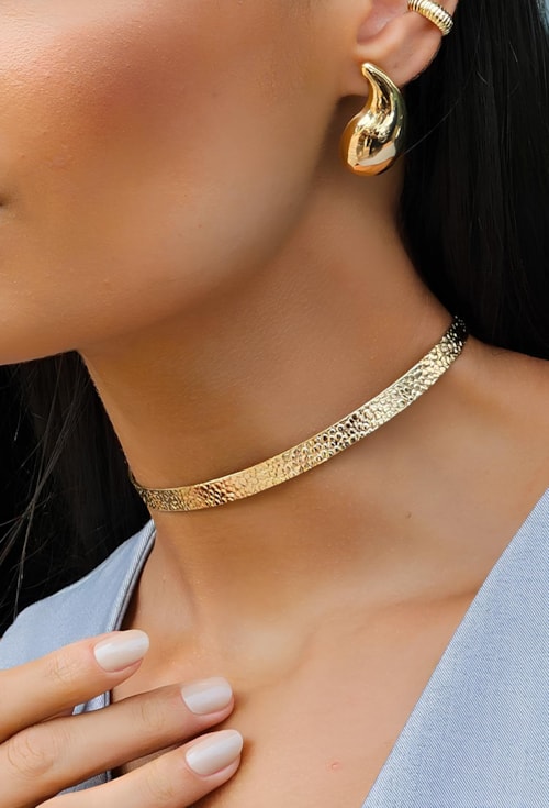 CHOKER DE ARO COM TEXTURA NO OURO CH281-O CHOKER DE ARO COM TEXTURA NO OURO CH281-O