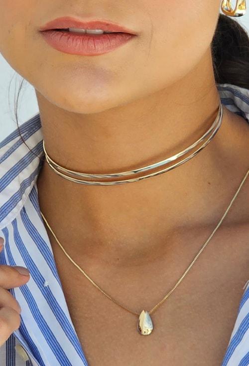 CHOKER DE ARO DUPLO NO OURO CH256-O