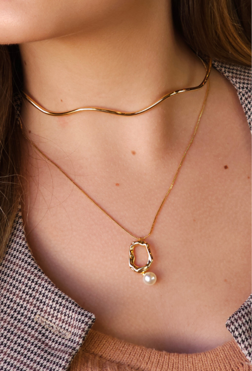 CHOKER DE ARO ONDULADO NO OURO CH360-O