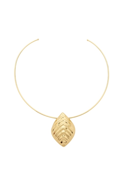 CHOKER DE ARO ORGÂNICA FOLHA  NO OURO CH361-O