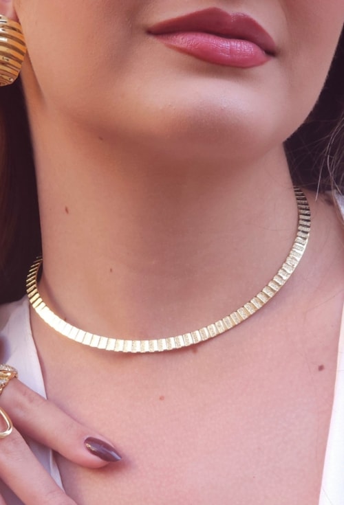CHOKER DE ARO TEXTURIZADO NO OURO CH368-O