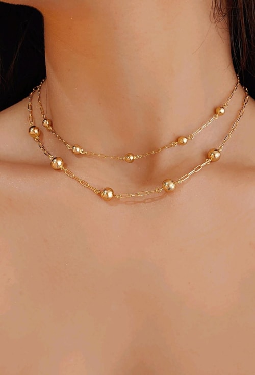 CHOKER DE BOLINHAS NO OURO M CH250-O