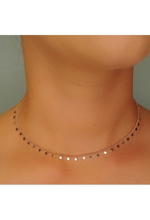 CHOKER DE CORRENTE COM MINI ESTRELAS CH053-O