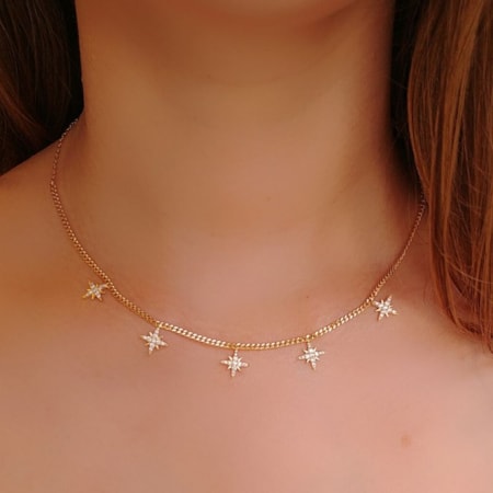 CHOKER DE CORRENTE E ESTRELAS CRAVEJADAS CH036-O CHOKER DE CORRENTE E ESTRELAS CRAVEJADAS CH036-O