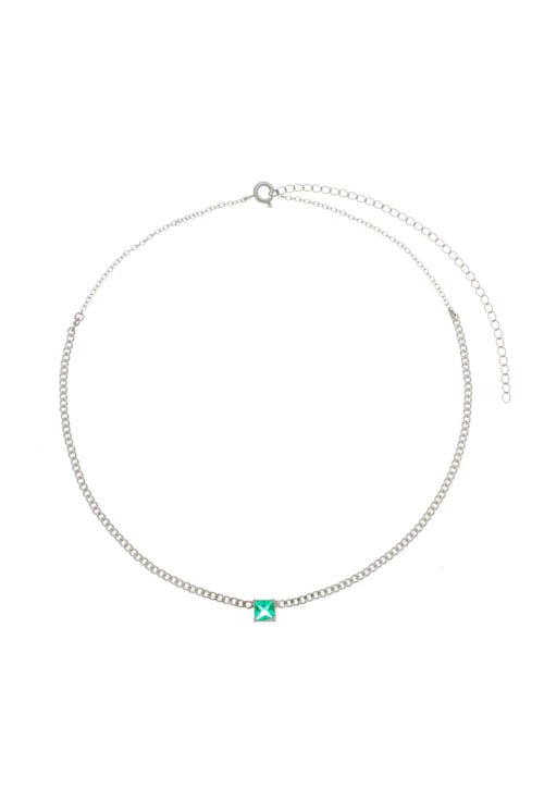 CHOKER DE CORRENTE E PEDRA CARRÉ TURMALINA CH045-R CHOKER DE CORRENTE E PEDRA CARRÉ TURMALINA CH045-R