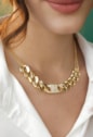 CHOKER DE CORRENTE GRUMET CRAVEJADA NO OURO CH299-O