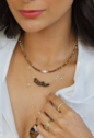 CHOKER DE CRISTAIS HEMATITA DOURADA E PÉROLA BARROCA  CH352-O