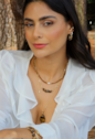 CHOKER DE CRISTAIS HEMATITA DOURADA E PÉROLA BARROCA  CH352-O