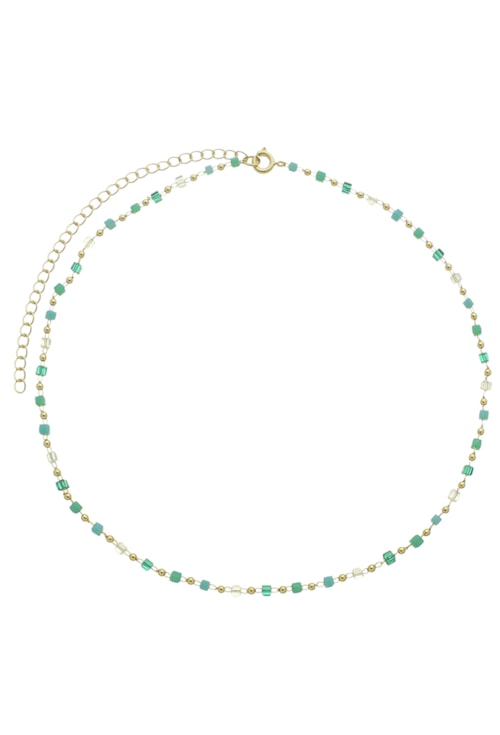CHOKER DE CRISTAIS VERDE NO OURO CH253-O