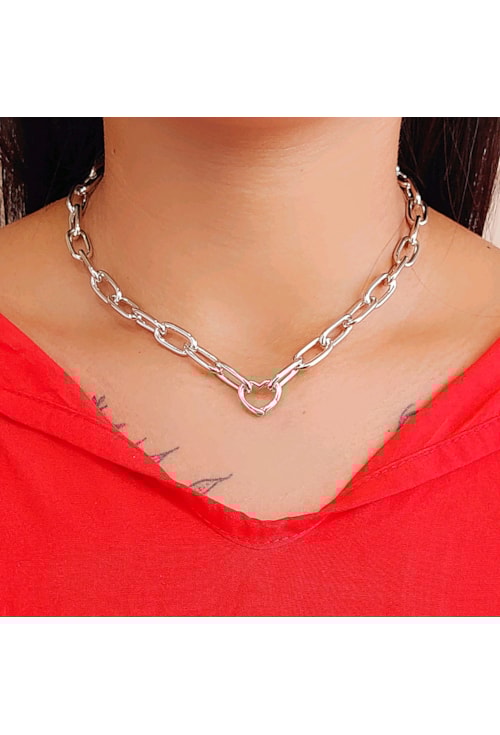 CHOKER DE ELOS E FECHO DE CORAÇÃO CH059-R