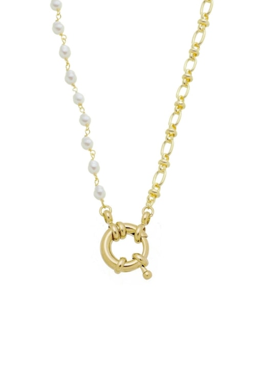 CHOKER DE ELOS E PÉROLAS COM FECHO BÓIA FRONTAL CH290-O CHOKER DE ELOS E PÉROLAS COM FECHO BÓIA FRONTAL CH290-O