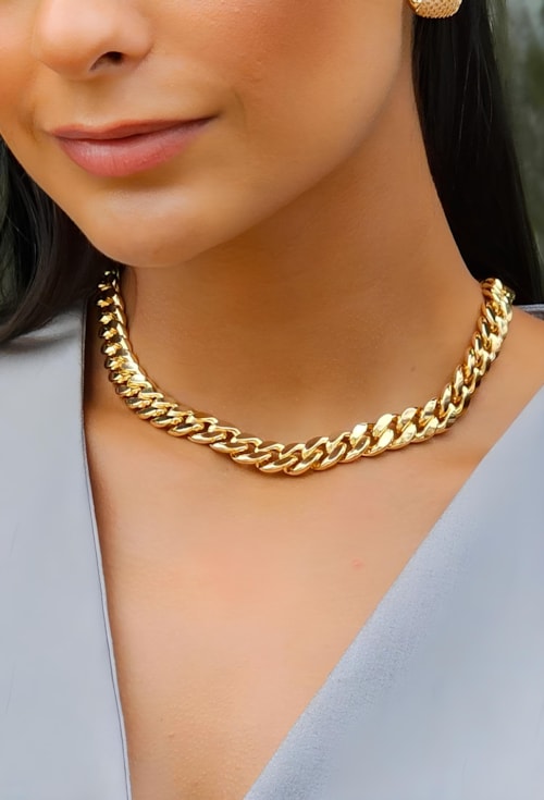 CHOKER DE ELOS GRUMET NO OURO CH282-O CHOKER DE ELOS GRUMET NO OURO CH282-O