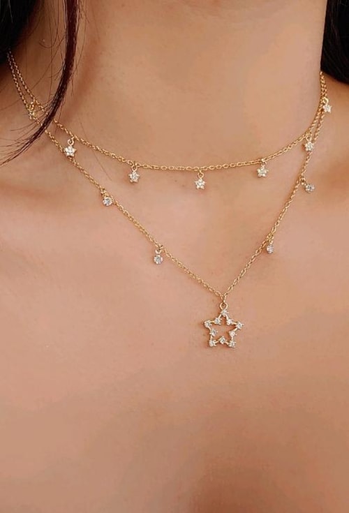 CHOKER DE ESTRELA E PONTOS DE LUZ EM ZIRCÔNIA CH194-O