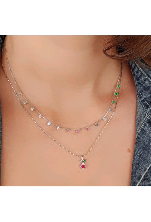 CHOKER DE FIO NO RÓDIO COM PINGENTE CEREJA CH169-R