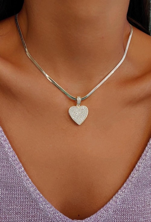CHOKER DE FITA COM CORAÇÃO PAVÊ CH197-O