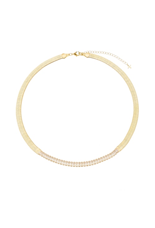 CHOKER DE MALHA COM BAGUETES CRISTAL CH146-O