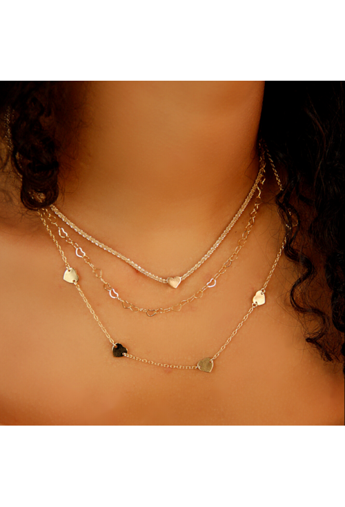 CHOKER DE MALHA COM CORAÇÃO NO OURO CH131-O