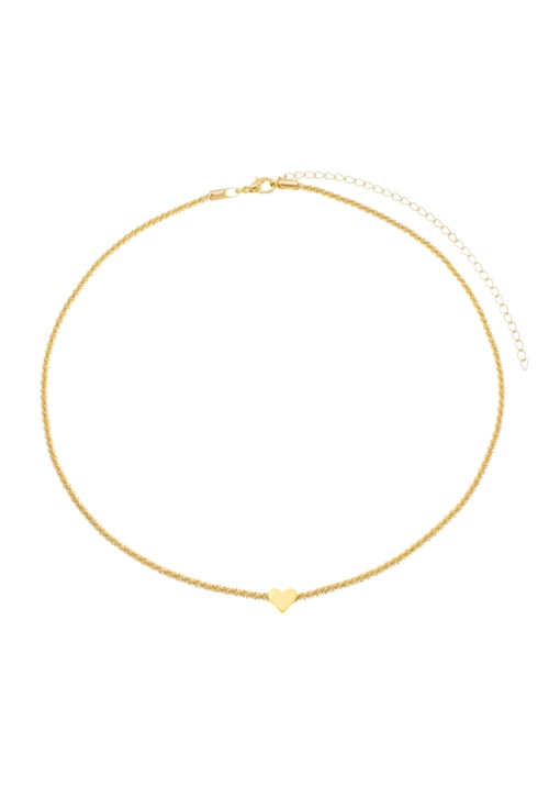 CHOKER DE MALHA COM CORAÇÃO NO OURO CH131-O