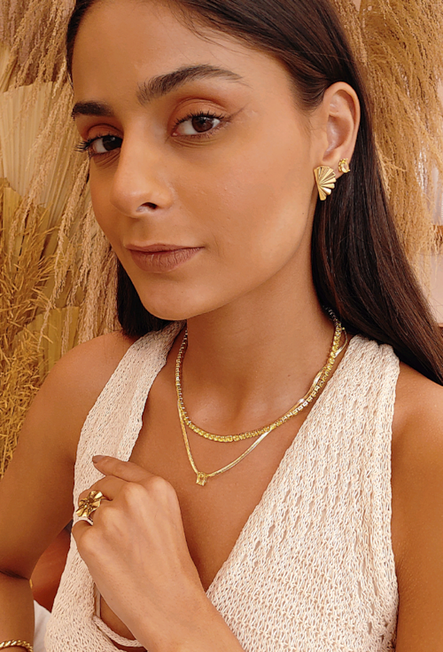 CHOKER DE MALHA COM CRISTAL CITRINO CH222-O