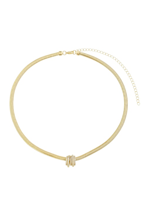 CHOKER DE MALHA COM PINGENTE CRAVEJADO CH229-O