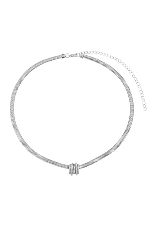CHOKER DE MALHA COM PINGENTE CRAVEJADO CH229-R