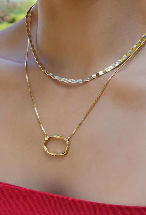 CHOKER DE MALHA ONDULADA NO OURO CH288-O CHOKER DE MALHA ONDULADA NO OURO CH288-O