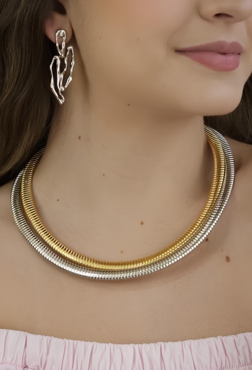 CHOKER DE MALHA TEXTURIZADA NO RÓDIO CH302-R CHOKER DE MALHA TEXTURIZADA NO RÓDIO CH302-R
