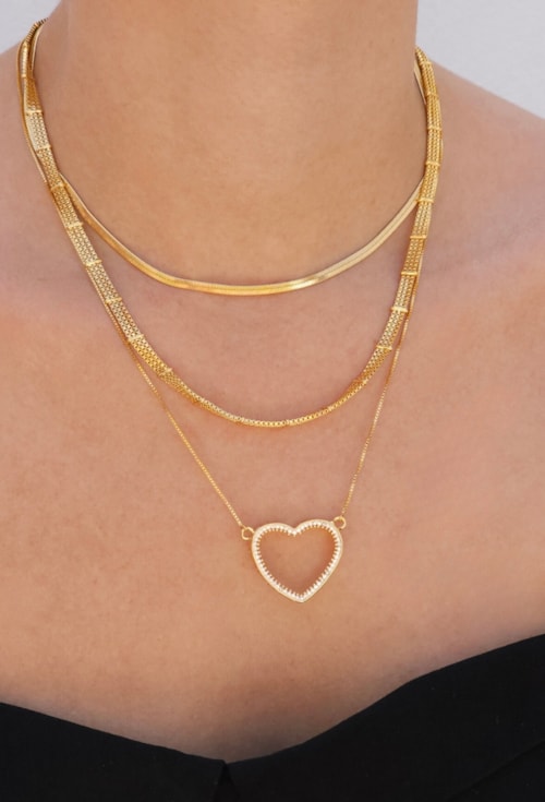 CHOKER DE MALHA TRIPLA NO OURO CH319-O CHOKER DE MALHA TRIPLA NO OURO CH319-O