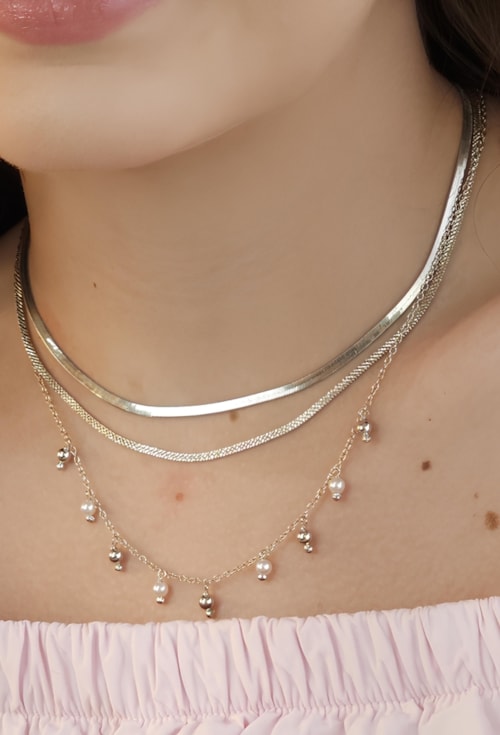 CHOKER DE MINI PÉROLAS E BOLINHAS CH078-R