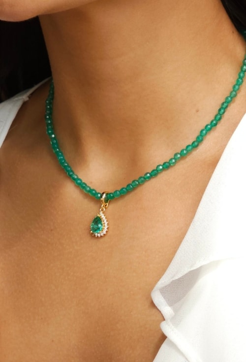 CHOKER DE PEDRAS JADE VERDE CH350-O