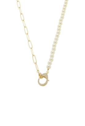 Produto CHOKER DE PÉROLA E CORRENTE COM FECHO CRAVEJADO CH328-O