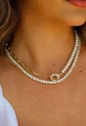 CHOKER DE PÉROLA E CORRENTE COM FECHO CRAVEJADO CH328-O