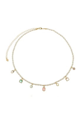 Produto CHOKER DE PÉROLAS ARROZ COM PEDRAS COLORIDAS CH334-O