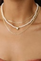 CHOKER DE PÉROLAS COM CORAÇÃO NO OURO CH333-O