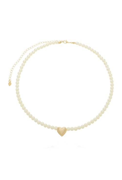 CHOKER DE PÉROLAS COM CORAÇÃO NO OURO CH333-O