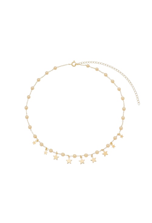 CHOKER DE PÉROLAS COM MINI ESTRELAS NO OURO CH095-O CHOKER DE PÉROLAS COM MINI ESTRELAS NO OURO CH095-O