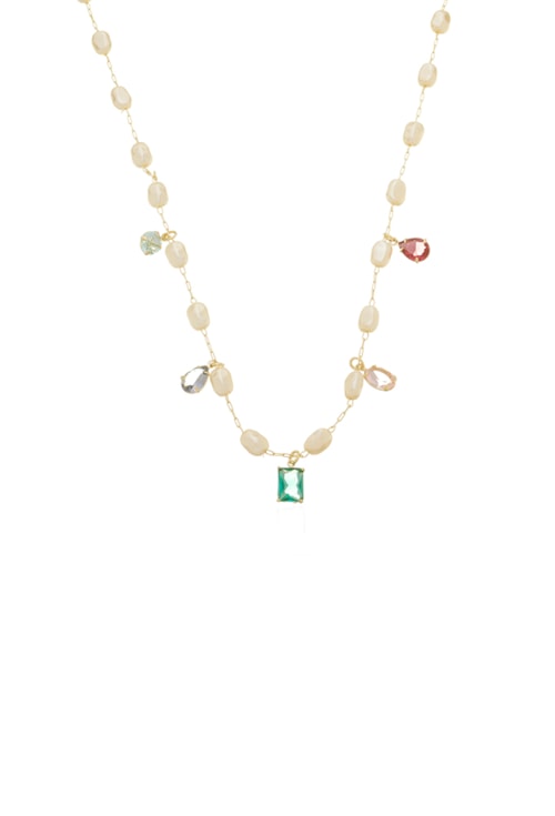 CHOKER DE PÉROLAS COM PEDRAS COLORIDAS CH335-O