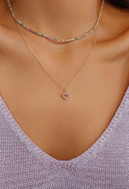 CHOKER DE PINGENTE CORAÇÃO COLORS CH192-O