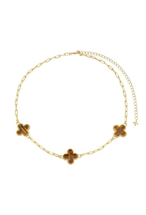 CHOKER DE TREVO ESMALTADO OLHO DE TIGRE CH364-O