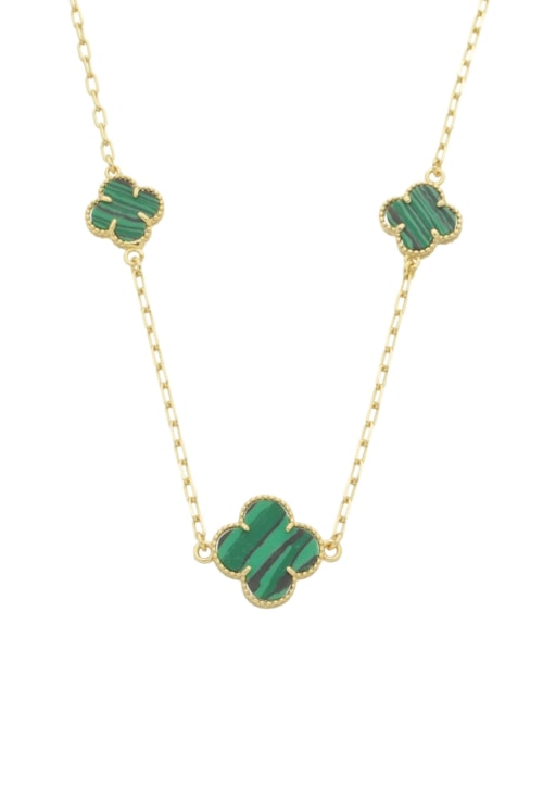 CHOKER DE TREVO MALAQUITA NO OURO CH272-O