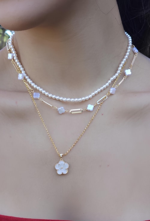CHOKER DE TREVO PEROLADO NO OURO CH291-O