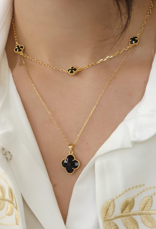 CHOKER DE TREVOS ÔNIX NO OURO CH292-O