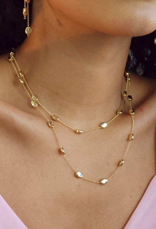 CHOKER DELICADA COM GOTAS LISAS NO OURO CH374-O
