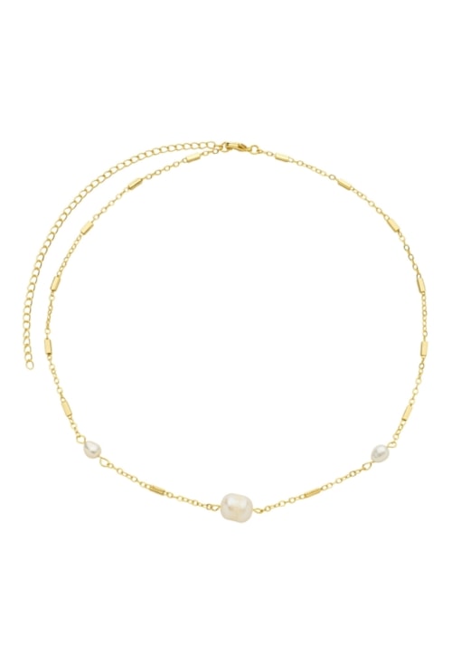 CHOKER DELICADA COM TUBINHOS E PÉROLA BARROCA CH366-O