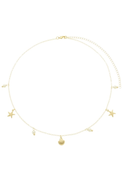 CHOKER DELICADA DE CONCHA E ESTRELA NO OURO CH327-O