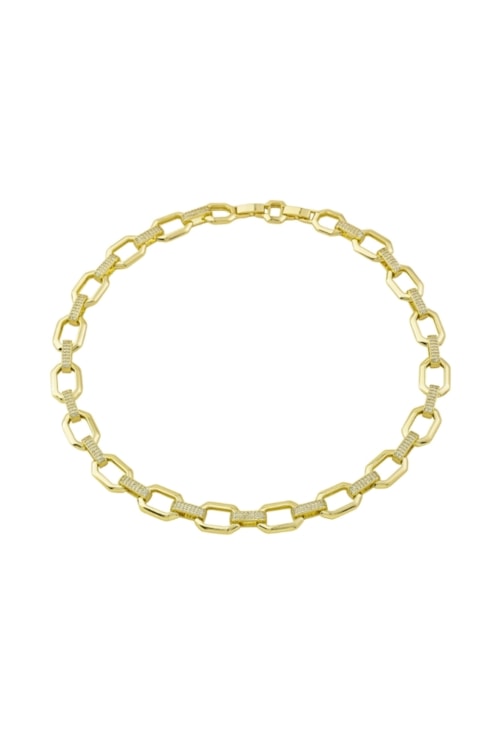 CHOKER ELOS CRAVEJADOS 40CM BANHADA A OURO CH396-O
