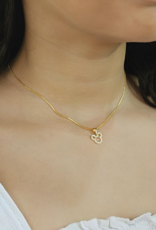 CHOKER INFANTIL COM PINGENTE CRAVEJADO NO OURO CH298-O