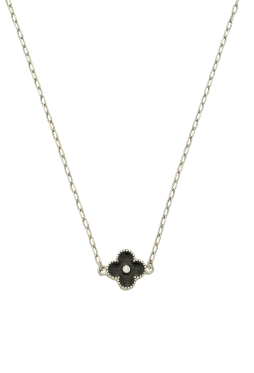 CHOKER INSÍRAÇÃO COM TREVO ESMALTADO ÔNIX CH359-R