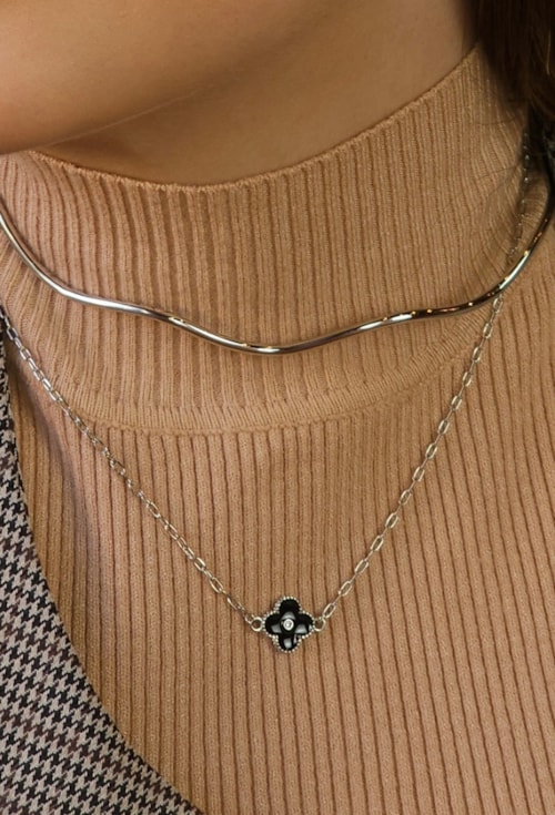 CHOKER INSÍRAÇÃO COM TREVO ESMALTADO ÔNIX CH359-R