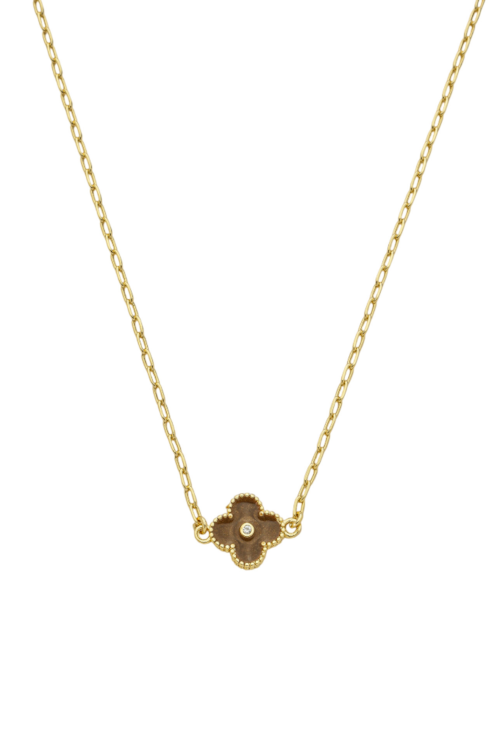 CHOKER INSPIRAÇÃO COM TREVO ESMALTADO MARROM CH359-O
